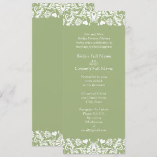 Elegante Vintage Green Damask Hochzeiten Einladung