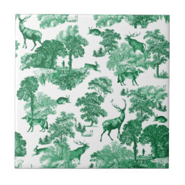 Elegante Vintage grüne Hirschtoile Nahtlos Fliese