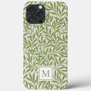 Elegante Vintage-Grüne-Weiden-Blatt-Monogramm Case-Mate iPhone Hülle