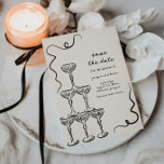 Elegante Vintage Hand Save the Date gezogen Einladung<br><div class="desc">Diese handgezeichnete Save the Date Kartenvorlage mit niedlichen handgezeichneten Elementen und einer retro-thematischen Schriftart-Paarung. Editieren Sie alle Texte und Farben,  damit diese Einladungskarte zu Ihrem persönlichen Style   Event Theme passt.</div>