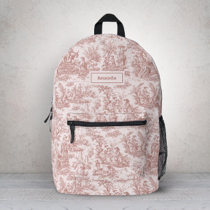 Elegante Vintage hellbraune Stadt de jouy Bedruckter Rucksack