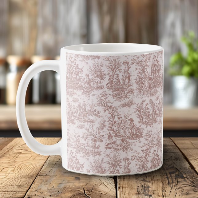 Elegante Vintage hellbraune Stadt de jouy Kaffeetasse (Von Creator hochgeladen)