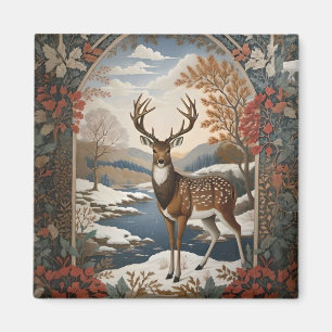 Elegante Vintage Hirschwinterlandschaft Magnet