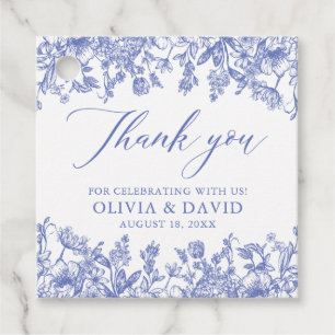 Elegante Vintage Hochzeit der Blauen Flora Geschenkanhänger