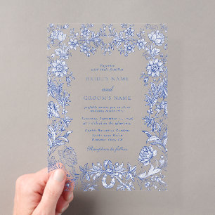 Elegante Vintage Hochzeit der französischen Blauen Acryleinladungen