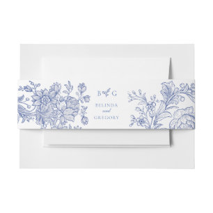 Elegante Vintage Hochzeit der französischen Blauen Einladungsbanderole