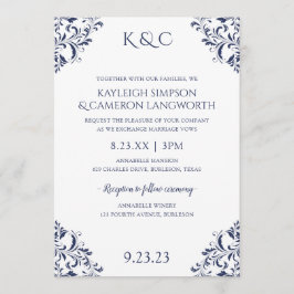 Elegante Vintage Hochzeit Einladung | Marine 2