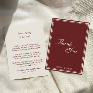 Elegante Vintage Hochzeit in Dunkelrot für die alt Dankeskarte