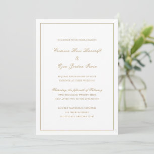 Elegante Vintage-Hochzeit in Gold Einladung