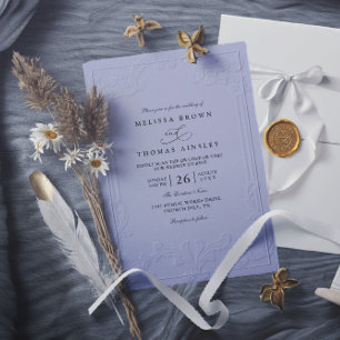 Elegante Vintage-Hochzeit mit geprägtem QR-Code Einladung