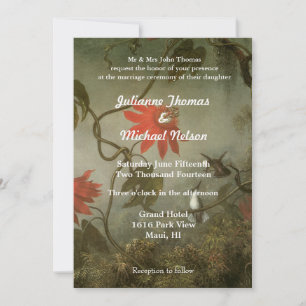 Elegante Vintage Hochzeit mit Kolibris Einladung