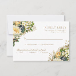 Elegante Vintage Hochzeit mit weißer Blüte RSVP Karte