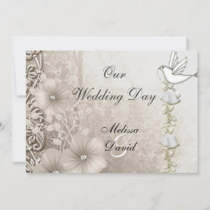 Elegante Vintage-Hochzeit Sepia Weiße Taube Einladung