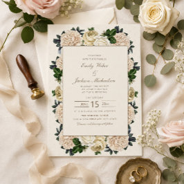 Elegante Vintage Hochzeit von Elfenbein Einladung