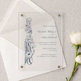 Elegante Vintage-Hochzeitsakryl-Einladung mit Rand Acryleinladungen