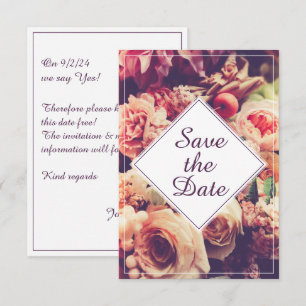 Elegante Vintage-Hochzeitsankündigung, Blumenmotiv