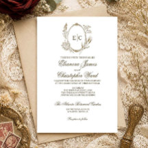 Elegante Vintage-Hochzeitseinladung mit botanische