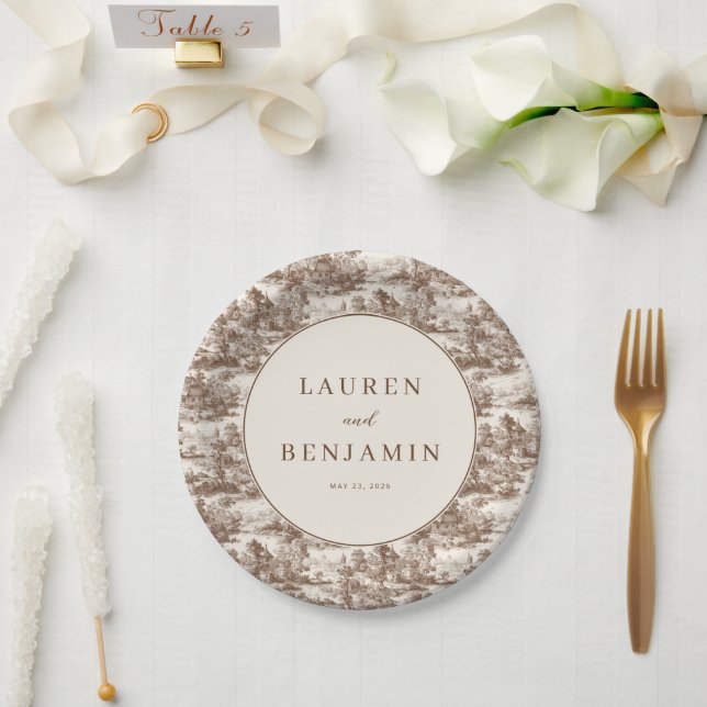 Elegante Vintage-Hochzeitseinladung Pappteller (Hochzeit)