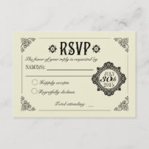 Elegante Vintage-Hochzeitseinladung RSVP