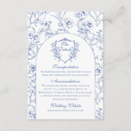Elegante Vintage Hochzeitsstimmung in Blauer Flora Begleitkarte