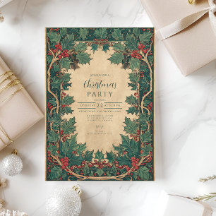 Elegante Vintage-Holly-Weihnachtsfeier Einladung
