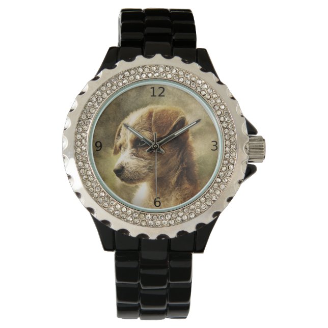 Elegante Vintage Hundeschlittenuhr Armbanduhr (Vorderseite)