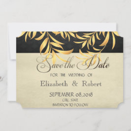 Elegante Vintage Imitate Gold-Blätter Save the Dat Save The Date