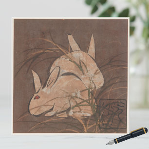 Elegante Vintage Japanische Hasen Grußkarte für je Karte
