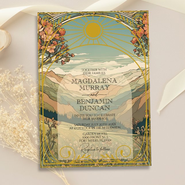 Elegante Vintage Jugendstil-Deko Hochzeit der Natu Einladung (Von Creator hochgeladen)