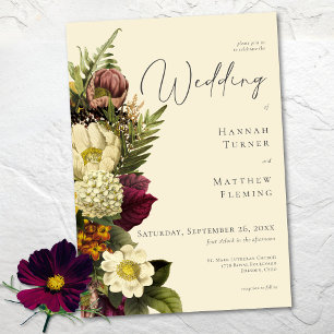 Elegante Vintage-Juwel-Blumen-Hochzeit in Elfenbei Einladung