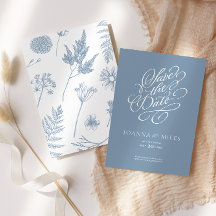 Elegante Vintage Kalligrafie Dusty Blue