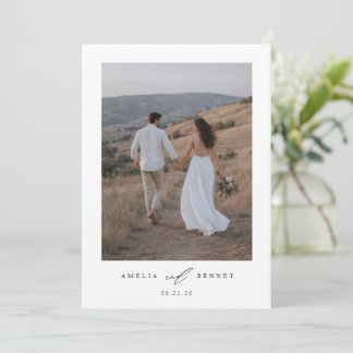 Elegante Vintage-Kalligrafie-Foto-Hochzeit Einladung