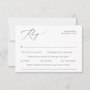 Elegante Vintage-Kalligrafie-Hochzeit RSVP Karte