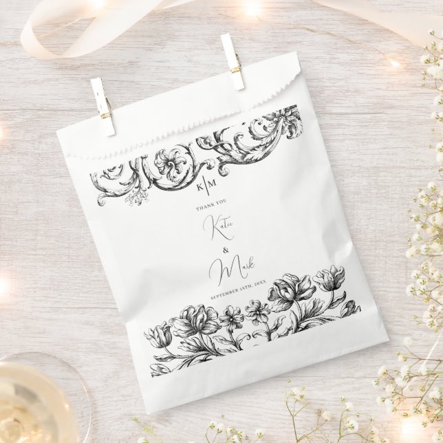 Elegante Vintage Kalligrafie-SkriptWedding Geschenktütchen (Ausgeschnitten)