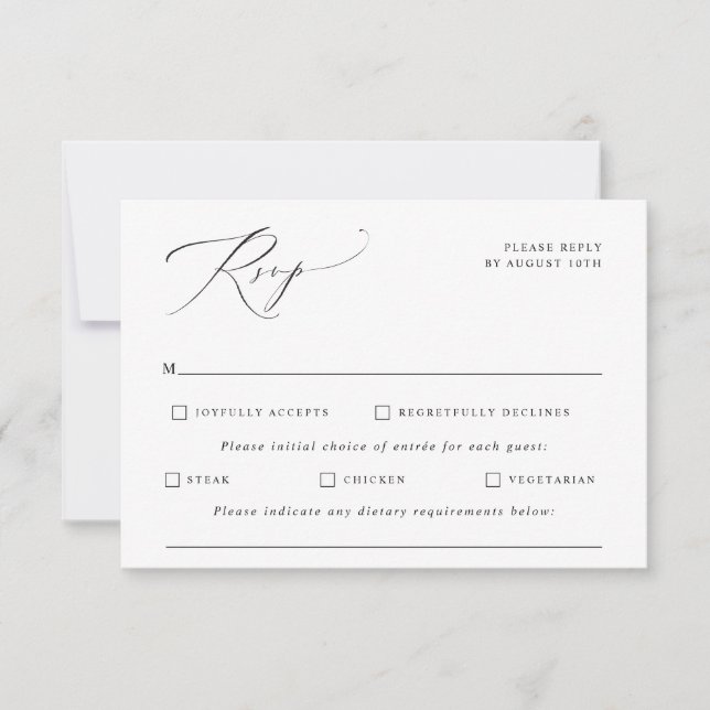 Elegante Vintage Kalligraphie-Hochzeit RSVP Karte (Vorderseite)