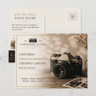 Elegante Vintage-Kamera Fotograf Postkarte