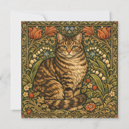 Elegante Vintage-Katze floral botanisch