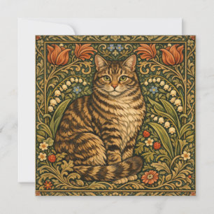 Elegante Vintage-Katze floral botanisch