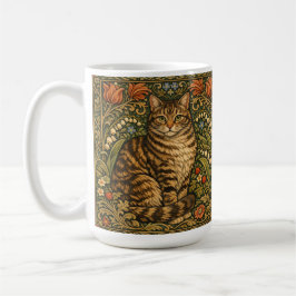 Elegante Vintage-Katze, florales Botanisches Kaffeetasse