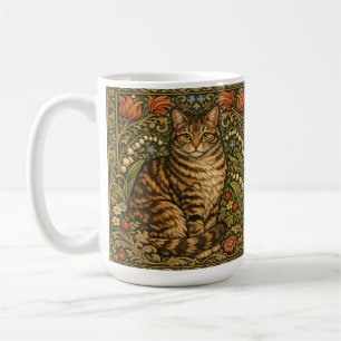 Elegante Vintage-Katze, florales Botanisches Kaffeetasse