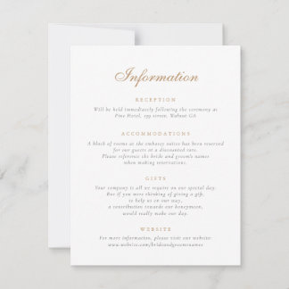 Elegante Vintage klassische Hochzeitsinformationen Einladung