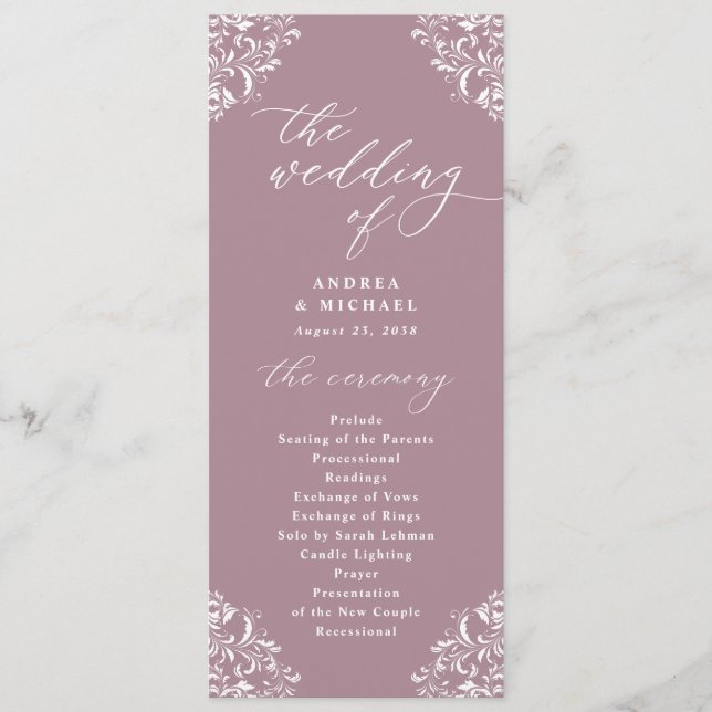 Elegante Vintage klassische Hochzeitsprogramme von Programm (Vorderseite)