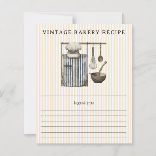 Elegante Vintage-Kochausrüstung Rezeptkarte