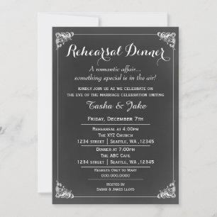 Elegante Vintage-Kreide-Rustikale Probe-Dinner  Einladung