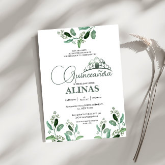 Elegante, Vintage Kronen aus Quinceañera Sage Gree Einladung