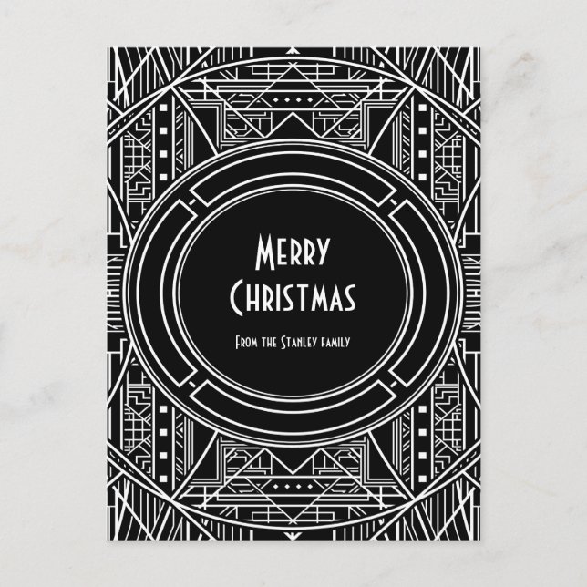 Elegante Vintage Kunst Deko Frohe Weihnachten Postkarte (Vorderseite)