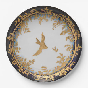 Elegante Vintage-Kunst Goldener Vogel Schwalbe Pappteller