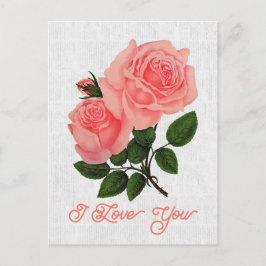 Elegante Vintage La France Rose Floral I Liebe Sie Postkarte