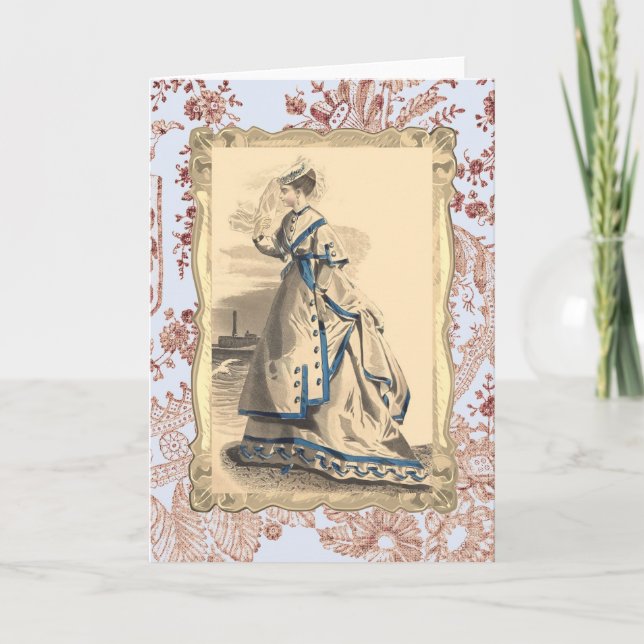 Elegante Vintage Lady Karte (Vorderseite)