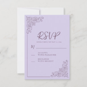 Elegante Vintage-Lavendel-Hochzeit  RSVP Karte